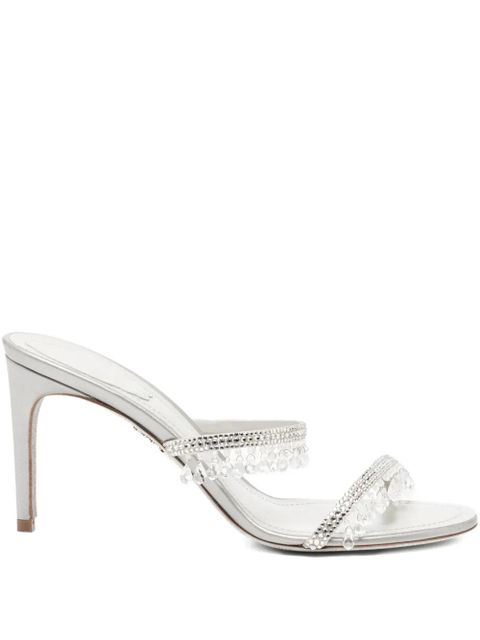 René Caovilla 80mm chandelier pearl slider sandals - Metallic - zdjęcie produktu nr 1