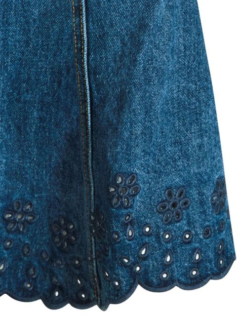 Self-Portrait broderie anglaise panelled mini dress - Blue