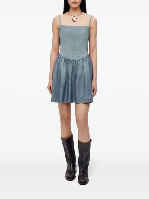 RE/DONE corset-bodice chambray minidress - Blue