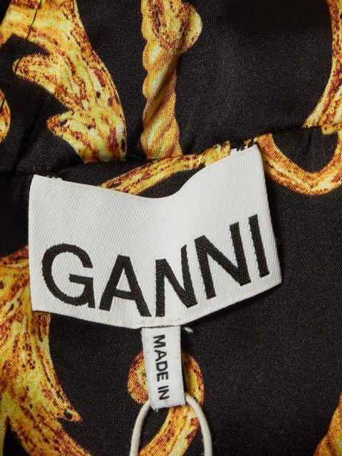 GANNI ruched baroque-print dress - Black