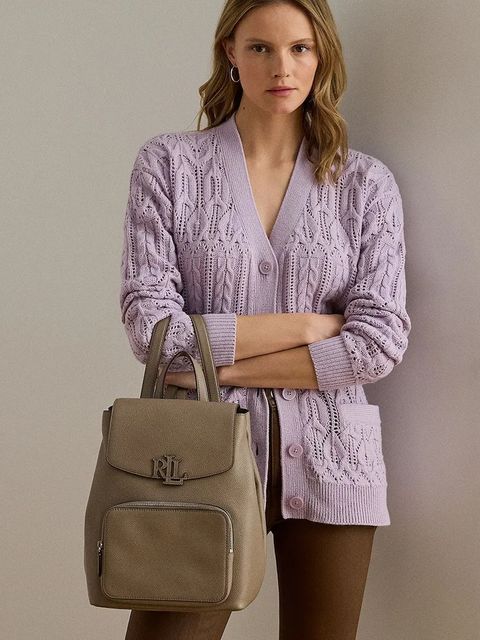 Lauren Ralph Lauren plecak skórzany damski kolor brązowy duży gładki 431969355