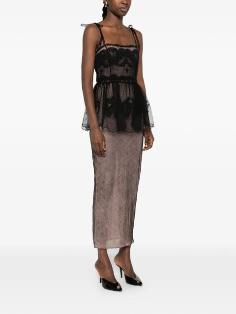 Alessandra Rich lace-tie evening dress - Black