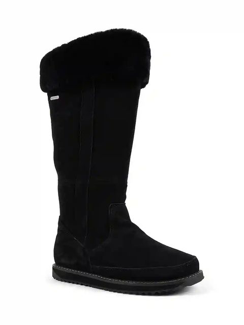 Emu Australia kozaki zamszowe Georgi damskie kolor czarny na płaskim obcasie ocieplone W13218