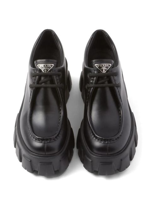 Prada Moonlith brushed leather Derby shoes - Black