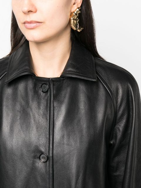 TOTEME raglan-sleeves leather coat - Black - zdjęcie produktu nr 2