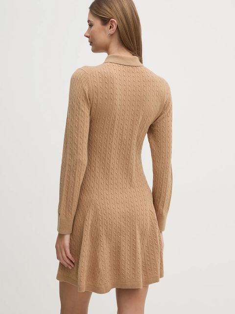 Tommy Hilfiger sukienka wełniana kolor beżowy mini rozkloszowana WW0WW44979