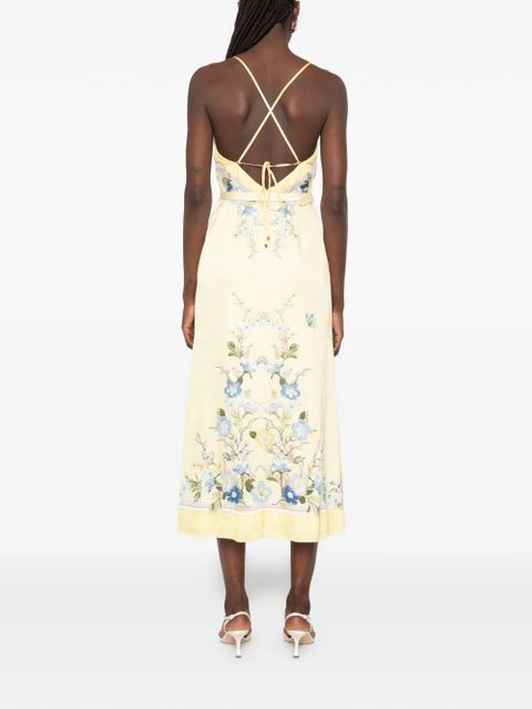 Self-Portrait floral-print midi dress - Yellow