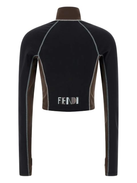FENDI logo-print high-neck top - Black