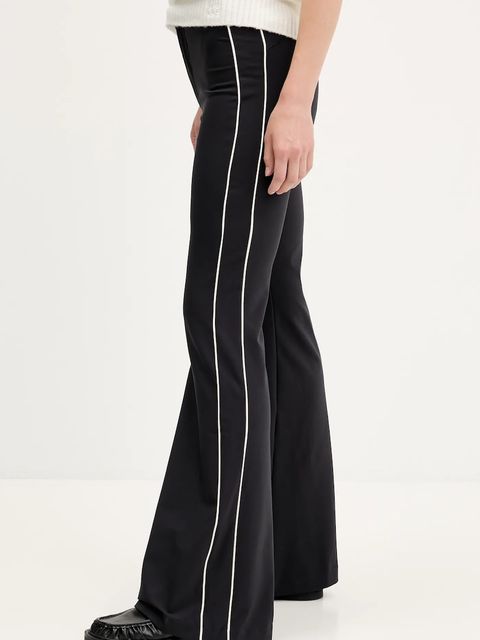 Hugo Blue spodnie damskie kolor czarny szerokie high waist 50542169