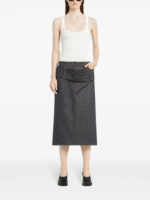 Courrèges double-belt denim skirt - Grey - zdjęcie produktu nr 2