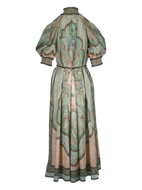 ZIMMERMANN high-neck paisley silk dress - Blue