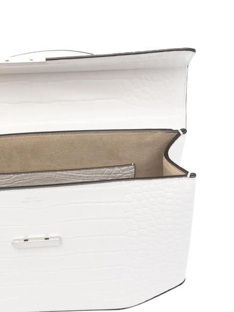 TOTEME medium croc-embossed leather tote bag - White