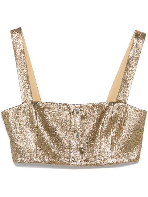 Self-Portrait metallic jacquard top - Gold - zdjęcie produktu nr 1