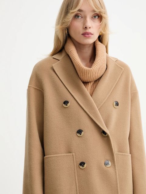 MAX&Co. płaszcz wełniany kolor beżowy 2528016014200