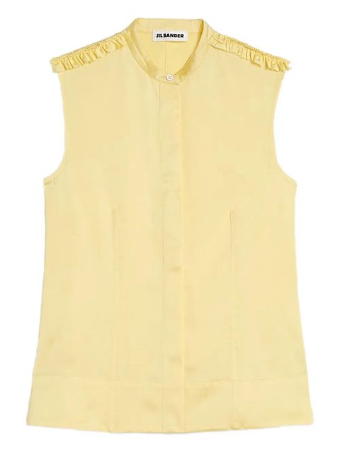 Jil Sander ruffled-detail stand-collar shirt - Yellow - zdjęcie produktu nr 1