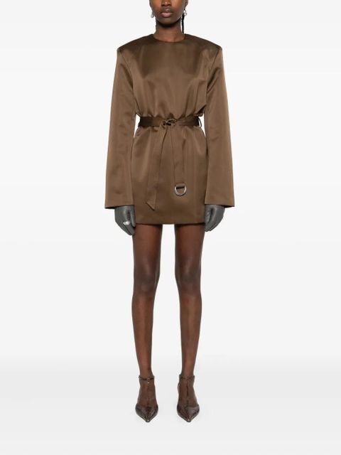 Nanushka belted crew-neck mini dress - Brown - zdjęcie produktu nr 2