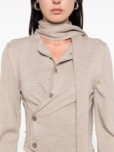 LEMAIRE tied-neck button-detail top - Neutrals