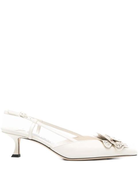 Jimmy Choo floral-appliqué slingback pumps - White - zdjęcie produktu nr 1