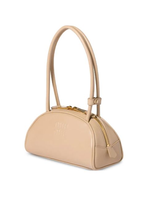 Miu Miu Beau embossed-logo leather shoulder bag - Neutrals