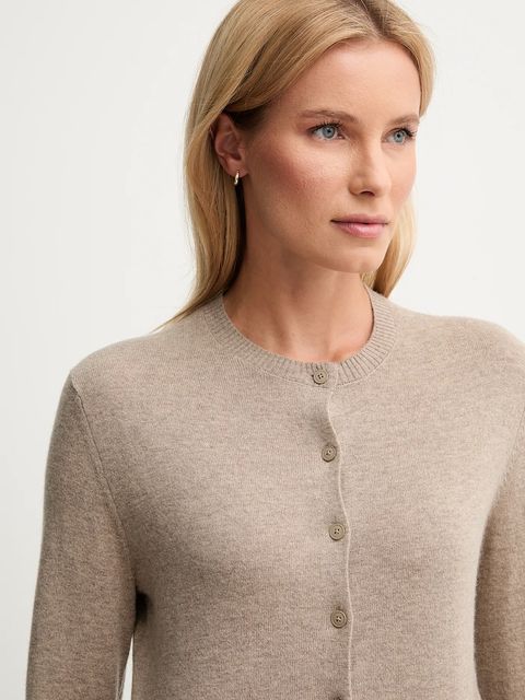 United Colors of Benetton kardigan z dodatkiem wełny damski kolor beżowy lekki 102HD502B