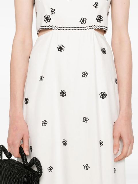 Maje embroidered cut-out maxi dress - White