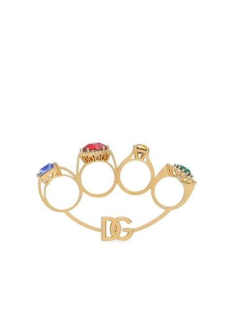 Dolce & Gabbana Knucklebuster rhinestone-embellished ring - Gold - zdjęcie produktu nr 2