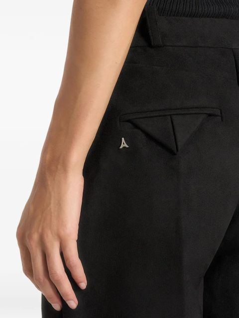 Manière De Voir Solène front-pleat suede-effect trousers - Black