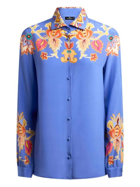 ETRO floral-print crepe de Chine shirt - Blue - zdjęcie produktu nr 1