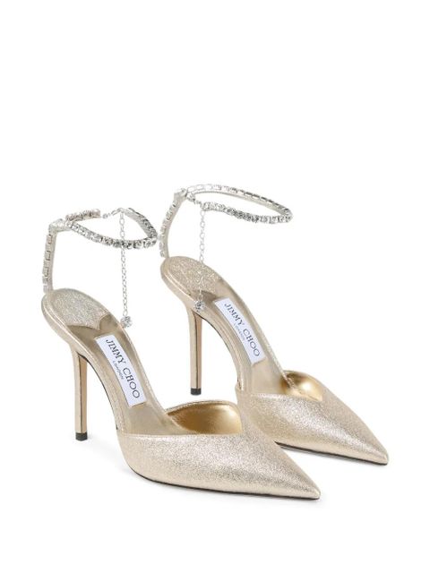 Jimmy Choo Saeda 100 crystal-embellished pumps - Gold - zdjęcie produktu nr 2