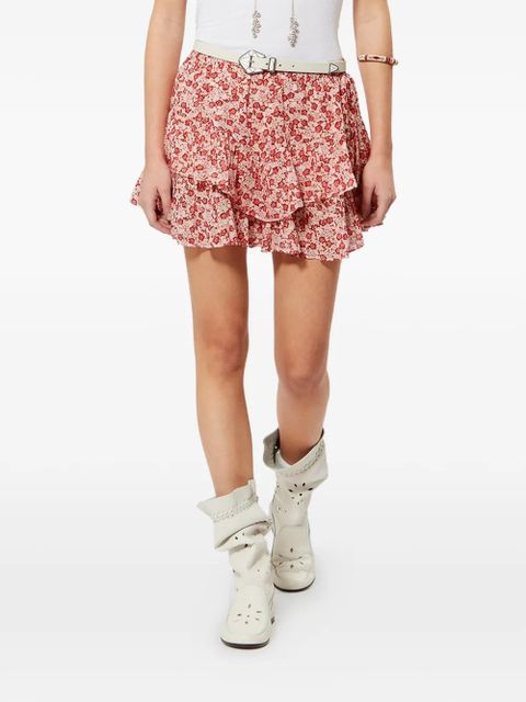 MARANT ÉTOILE JOCADIA ruffled floral-print mini shorts - Red - zdjęcie produktu nr 2