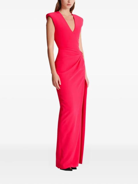 Balmain chain-embellished crepe dress - Red - zdjęcie produktu nr 2