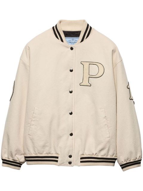 Prada Canvas bomber jacket with patches - Neutrals - zdjęcie produktu nr 1