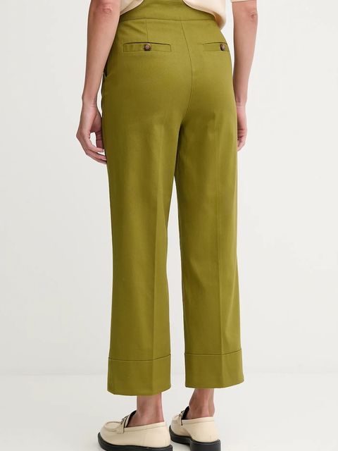 United Colors of Benetton spodnie damskie kolor zielony proste high waist 4SJCDF07J