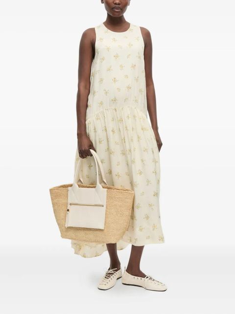 GANNI medium raffia tote bag - Neutrals