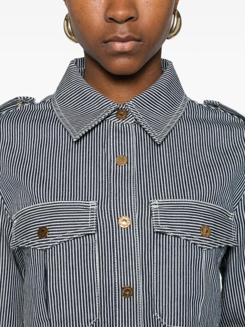 ZIMMERMANN striped pocket denim top - Blue