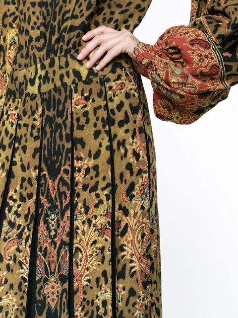 ETRO leopard-print pleated midi dress - Yellow