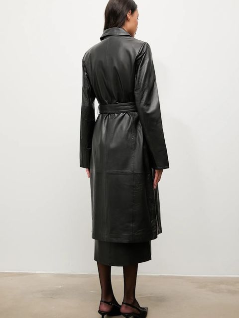 Answear.LAB płaszcz skórzany kolor czarny - zdjęcie produktu nr 2