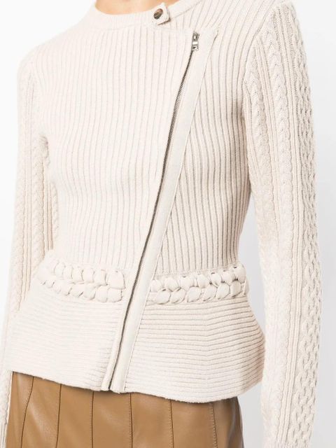 Simkhai knitted peplum biker jacket - Brown