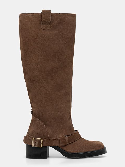 Steve Madden kozaki zamszowe Aletta kolor beżowy na płaskim obcasie 11004755 - zdjęcie produktu nr 2