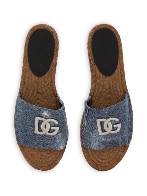 Dolce & Gabbana logo-plaque denim espadrilles - Blue