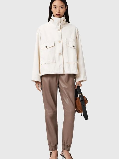 AllSaints spodnie skórzane JEN