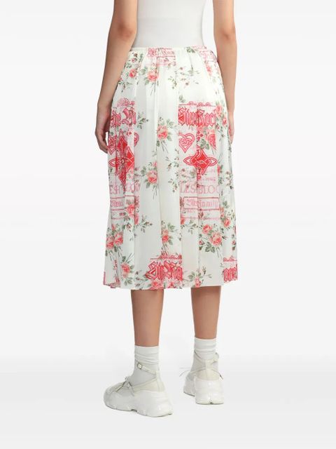 Simone Rocha floral-print pleated midi skirt - White
