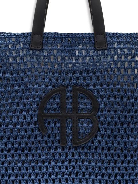 ANINE BING large Rio logo-appliqué tote bag - Blue