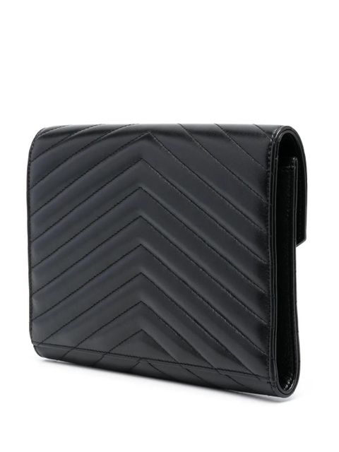 Saint Laurent Cassandre matelassé leather clutch bag - Black