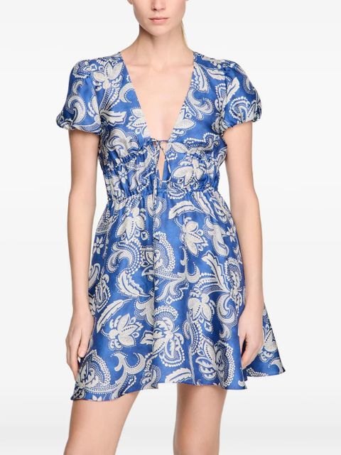 SANDRO V-neck floral-print dress - Blue