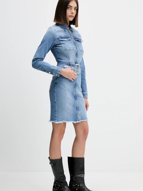 Karl Lagerfeld Jeans sukienka jeansowa kolor niebieski mini prosta A4W13001 - zdjęcie produktu nr 2