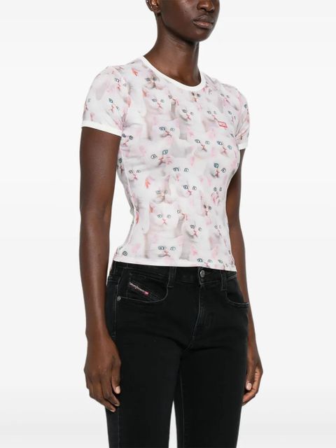Diesel all-over cat-print short-sleeved T-shirt - White