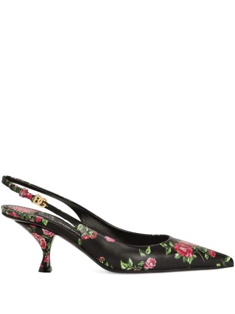Dolce & Gabbana 60mm floral slingback slippers - Black - zdjęcie produktu nr 1