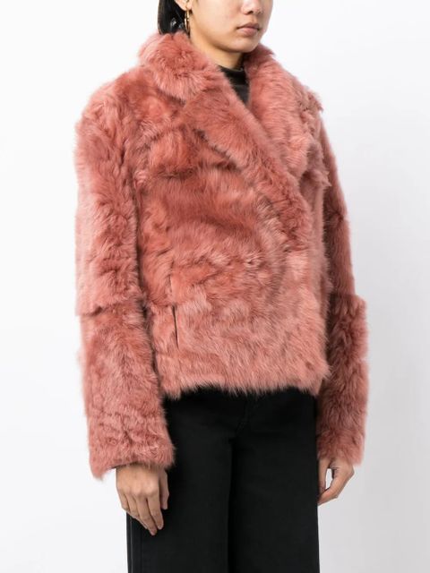 Yves Salomon cropped shearling leather jacket - Pink - zdjęcie produktu nr 2