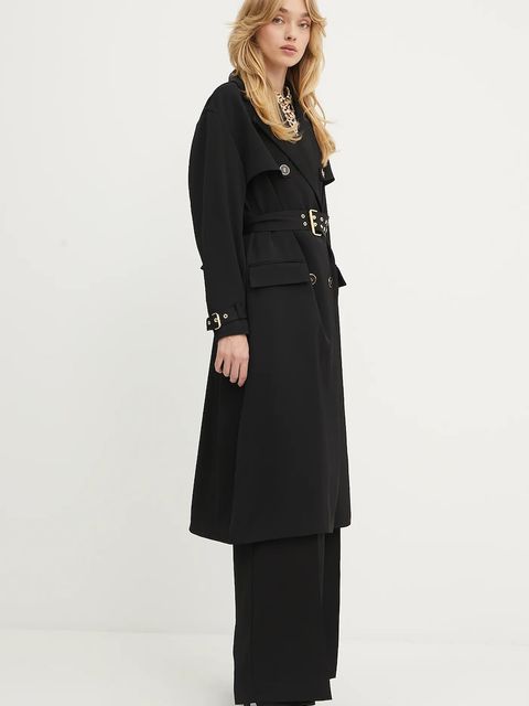 Marciano by Guess trencz z domieszką wełny NINA damski kolor czarny przejściowy dwurzędowy 5YGL03 7340A